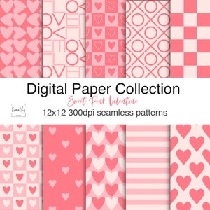 Sweet Pink Valentine digital paper, commercial use, instant download