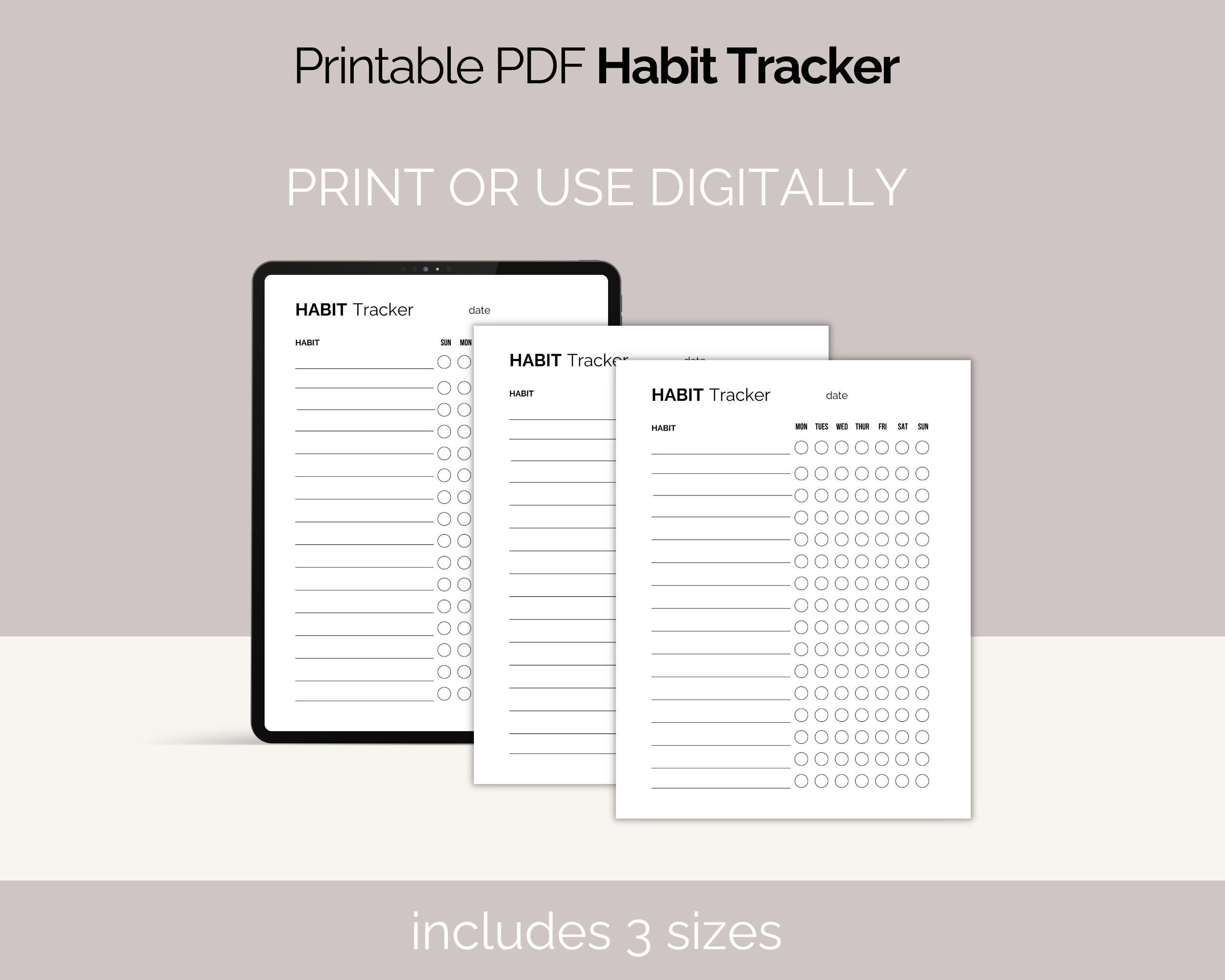 Habit Tracker PDF Printable Routine Tracker A4/A5/ Letter - Etsy