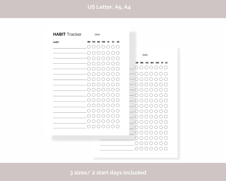 Habit Tracker PDF Printable Routine Tracker A4/A5/ Letter - Etsy