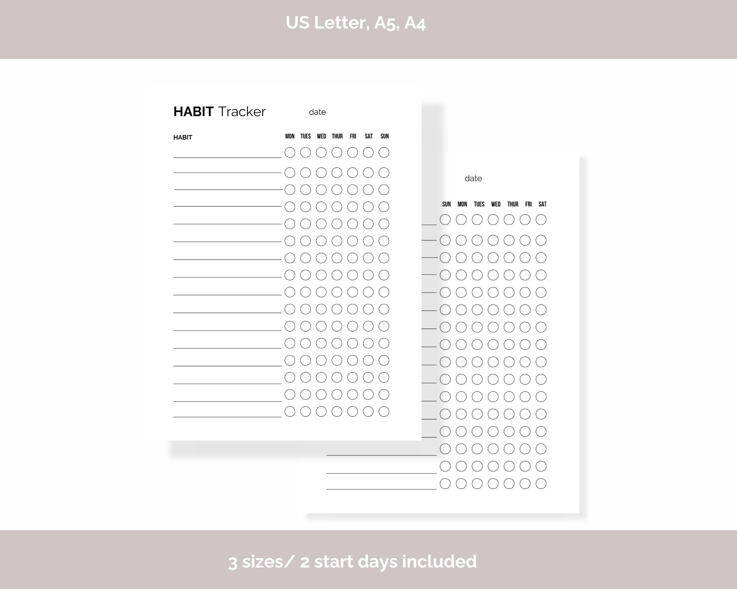 Habit Tracker PDF Printable Routine Tracker A4/A5/ Letter - Etsy