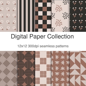 Boho earthy pattern paper collection, Boho digital paper, seamless digital paper, Boho scrapbook Paper, background paper, Earthy BOHO3