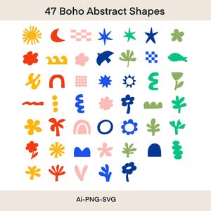 Boho Shapes Clipart | Png And Svg Files | Free Commercial Use | Shape Elements | Hand Drawn Shapes | Modern Shapes | 47 Abstract Shapes