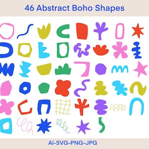 Boho Shapes Clipart | Png And Svg Files | Free Commercial Use | Shape Elements | Hand Drawn Shapes | Modern Shapes | 46 Abstract Shapes
