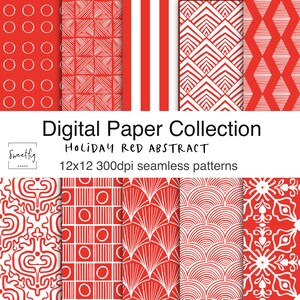 Digital Paper | Red  and White Seamless Pattern | Christmas Background | Scrapbooking Planner Stickers | Xmas Gifts | Abstract Background