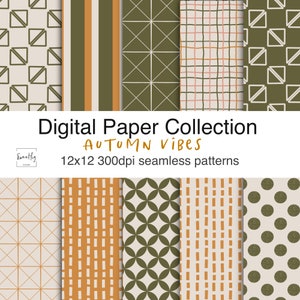 BOHO paper collection, Boho digital paper, seamless digital paper,  scrapbook paper, background paper, printable paper, Autumn Vibes