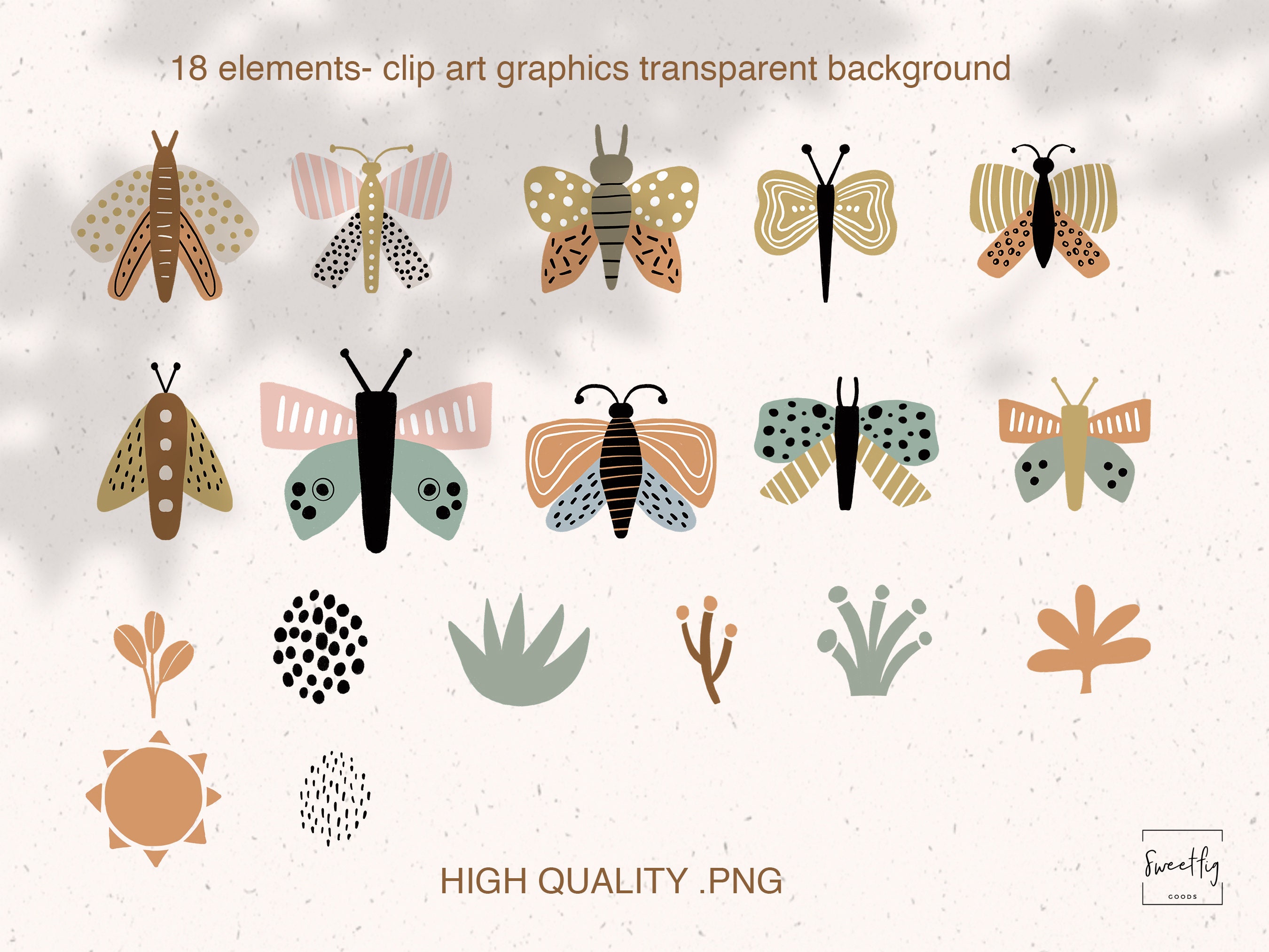 Hand Drawn Butterfly PNG Collection, Clipart Collection, Illustration ...