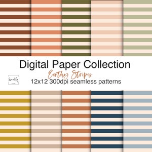 Earthy Stripes JPG Pattern Collection,  digital paper, commercial use, instant download