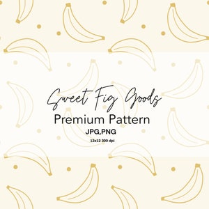 Cute Banana Seamless  Pattern, JPG, and PNG, printable repeat pattern