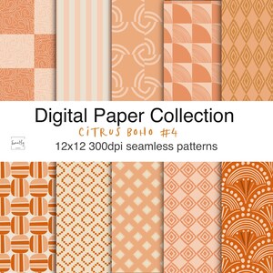 Boho Seamless Patterns | Digital Paper | Earth Tones | Trendy Digital Download | Boho Seamless File | Boho Background, Citrus Boho 4