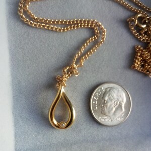 CARTIER Designer Aldo Cipullo Vintage Modernist Genuine Diamond Gold Electroplated Modernist Pendant Necklace image 7