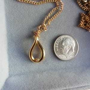 CARTIER Designer Aldo Cipullo Vintage Modernist Genuine Diamond Gold Electroplated Modernist Pendant Necklace image 5