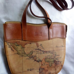 Vintage Alviero Martini 1A Classes Map Handbag Shoulder Bag Italy Gorgeous