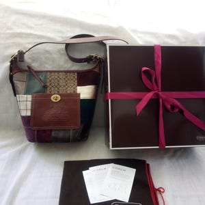 Coach Y2K NWOT Holiday Patchwork Bleeker Large Bucket Bag Vintage Like New Leather Suede Authentic Bucket Crossbody Shoulder Dust Jacket Box