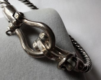 Vintage Sterling Silver Signed Kabana Equestrian Horse Bit Cable Bracelet Men's or Women's