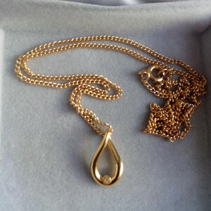 CARTIER Designer Aldo Cipullo Vintage Modernist Genuine Diamond Gold Electroplated Modernist Pendant Necklace image 3