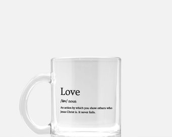 Taza de cristal del amor: bebe de la copa del compromiso.