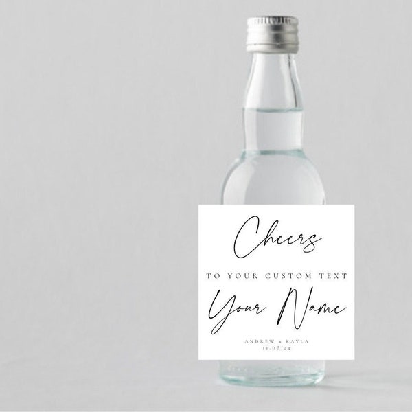 Personalized Cheers Mini Liquor Bottle Sticker | Wedding | Wedding Favor | Wedding Label | Bachelorette Party | Bridal Shower | Liquor Label