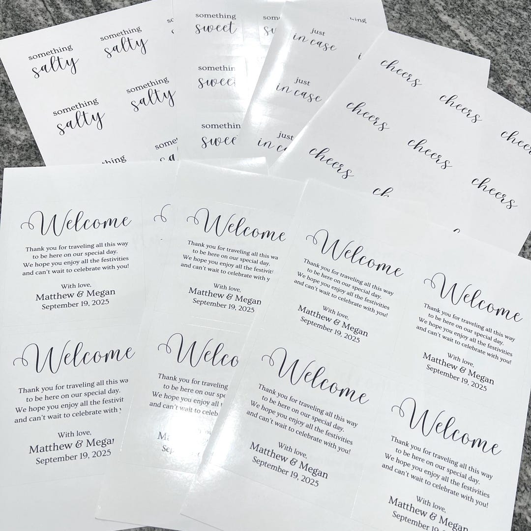 Personalized Wedding Welcome Labels: Hotel Goodie Bag Stickers (set of ...