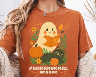 Halloween Book Lover Shirt, Ghost Reading Books Tee, Spooky Reader Shirt, Cute Ghost Reading, Cat Mama Halloween, Comfort Colors Shirt