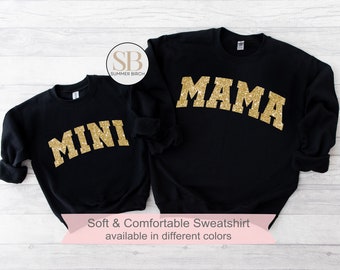 Glitter Mama Mini Sweatshirt Mommy and Me, Minimalist Mom Daughter Outfit, Gift New Mom, Mother Daughter Girl Kid Youth Teen Adult Crewneck