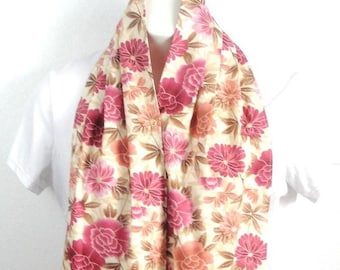 Adult Bib / Dinner Scarf / Dignity Bib - Seniors, Nursing Home, Handicap Clothing Protection - Yellow/Mauve Floral