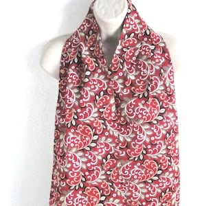 Adult Bib / Dinner Scarf / Dignity Bib - Seniors, Nursing Home, Handicap Clothing Protection - Red, Purple and Teal Scroll Floral Prints