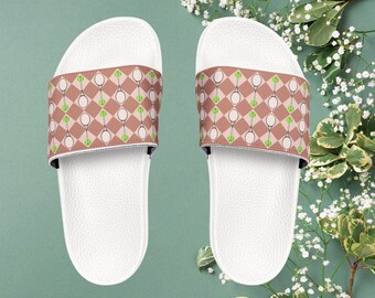 Raquetas de tenis Sandalias deslizantes para mujer, Regalo de chanclas para ella, Jugador de tenis, Regalo de novia de tenis, Entrenador de tenis, Mamá de tenis Navidad