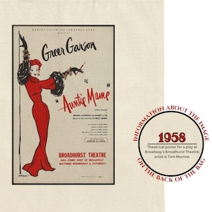Tante Mame Einkaufstasche | 1958 Theater Poster | Historisches Bild Neue Baumwolltasche | Broadway-Stück mit Greer Garson | Tom Morrow