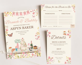 Bridal Brunch Shower Invite Template, Floral Baby Shower Invitation, Modern Bridal Shower, Colorful Floral Invitation Printable Download