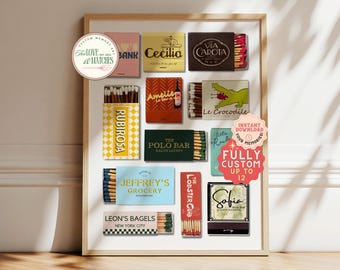 CUSTOM MATCHBOOK ART | New York Personalized Matchbox Gift | Large Matches Print | Customized Retro Wall Poster | Unique Anniversary Gift
