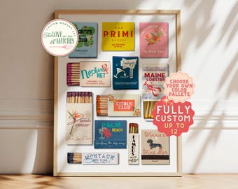 CUSTOM MATCHBOOK ART | Personalized Digital Matchbox Gift | Large Matches Print | Customized Retro Wall Poster | Unique Anniversary Gift