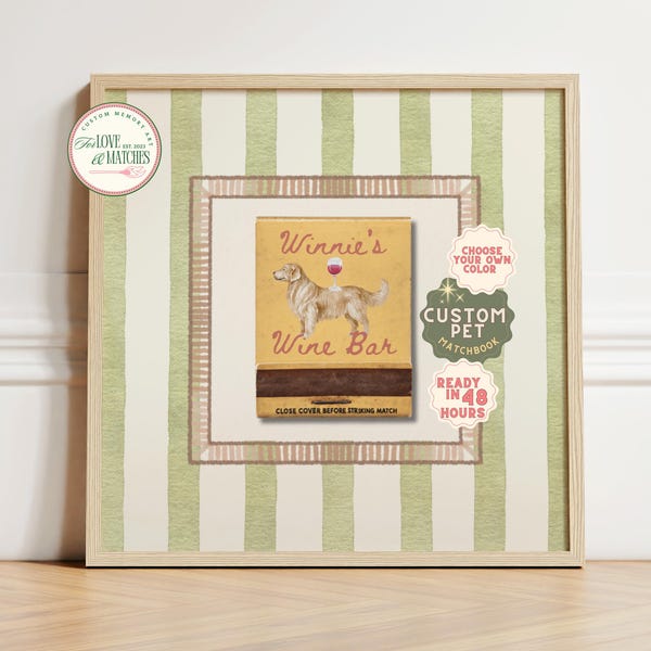 CUSTOM PET PORTRAIT, Watercolor Dog Painting from Photo, Matchbook Art | Cat Painting, Pet Memorial Gift Personalized Pet Illustration