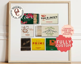 CUSTOM MATCHBOOK ART | Personalized Digital Matchbox Gift | Retro Matches Print | Customized Trendy Wall Poster | Unique Anniversary Gift