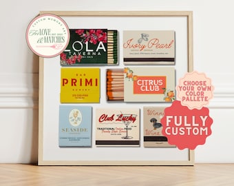 CUSTOM MATCHBOOK ART | Personalized Digital Matchbox Gift | Retro Matches Print | Customized Trendy Wall Poster | Unique Anniversary Gift