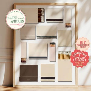 BLANK MATCHBOOK Template Neutral | Digital Download | Custom Matches | Personalized Digital Matchbook Gift DIY Large Customized Matchbox Art