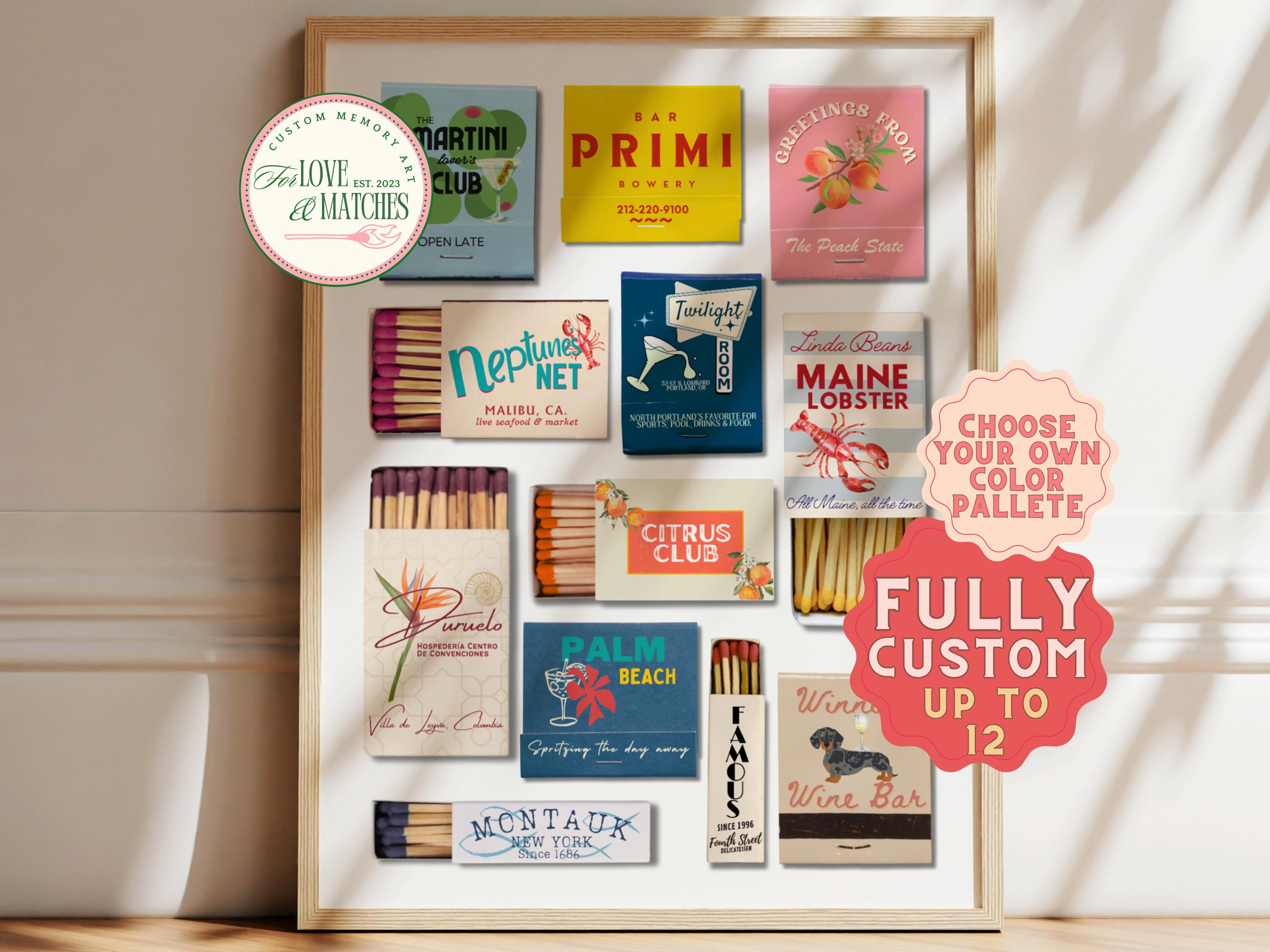 CUSTOM MATCHBOOK ART | Personalized Digital Matchbox Gift | Large Matches Print | Customized Retro Wall Poster | Unique Anniversary Gift