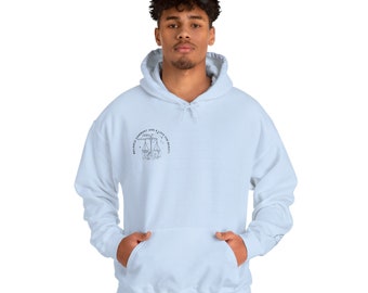 Unisex Heavy Blend Hooded Sweatshirt with floral Zodiac sign "LIBRA" printed on front, back and sleeve great gift for the Astrology lover.