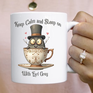 Mug 11/15 oz, Whimsical Earl Grey Tea, Funny Tea Cup, Sophisticated Tea Lover Gift, Cute Teacup, Kitchen Decor, Gift for Her, Birthday Gift
