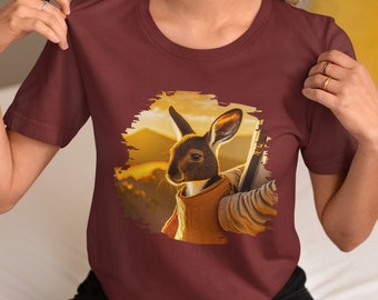 Kangaroo Sunset Graphic Tee: Animal Shirt, Birthday Gift