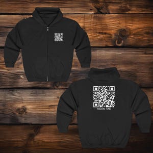 Customizable QR Code Full Zip Hoodie - Personalized Unisex Sweatshirt