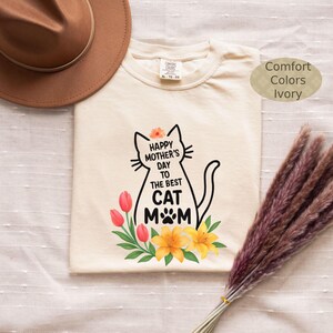 Cat Mom T-shirt, Mother's Day Tee, Whimsical Cat Shirt, Floral Cat Lover Gift, Cute Animal Graphic Top, Pet Owner Apparel, Funny Feline Tee