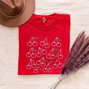 Fruit Doodle Comfort Colors T-shirt: Cherries, Lemons, Oranges