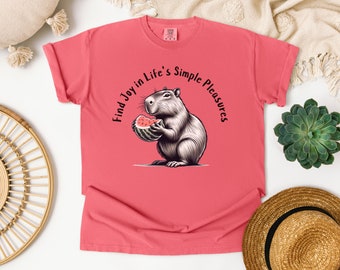 Capybara Watermelon Joy Tee: Find Joy in Life's Simple Pleasures! Comfort Colors, Birthday Gift