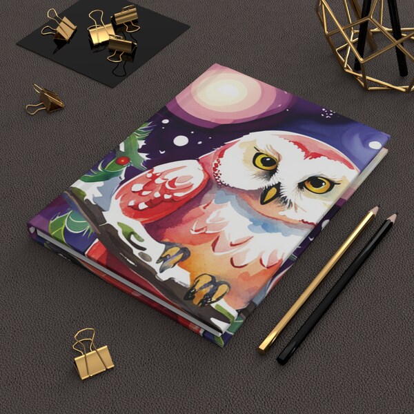 Moonlite Christmas Owl Hardcover Journal Matte, Owl Lovers Gift, Hardcover Keepsake