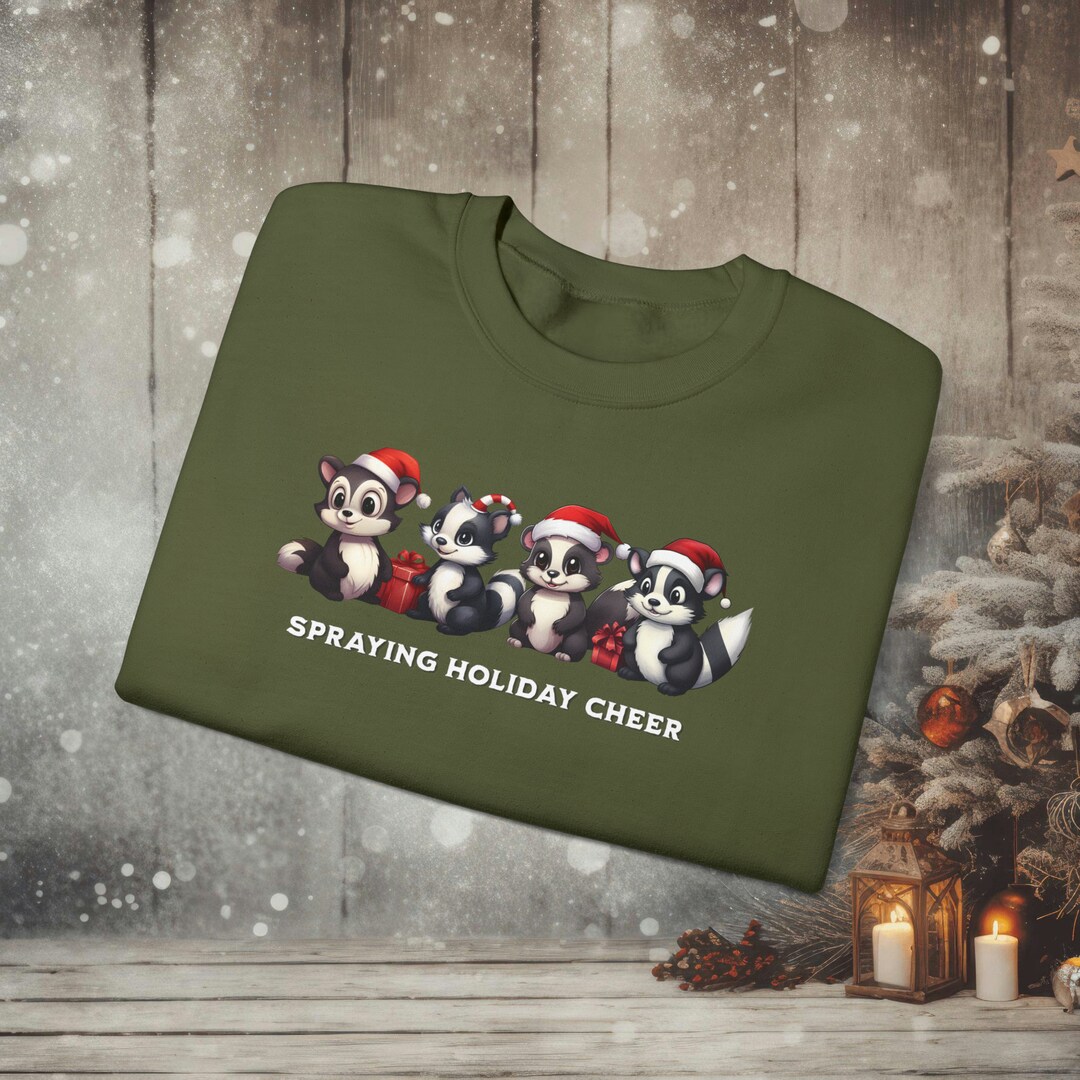 Spraying Holiday Cheer: Xmas Skunks Sweatshirt Funny - Etsy