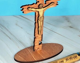 Jesus on the ragged cross - desk stand - Digital laser file