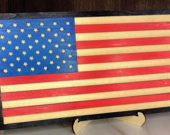 American Flag Wood Sign display