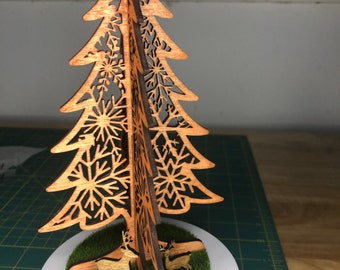 Wooden Laser crafted Christmas tree ... desk or shelf ...