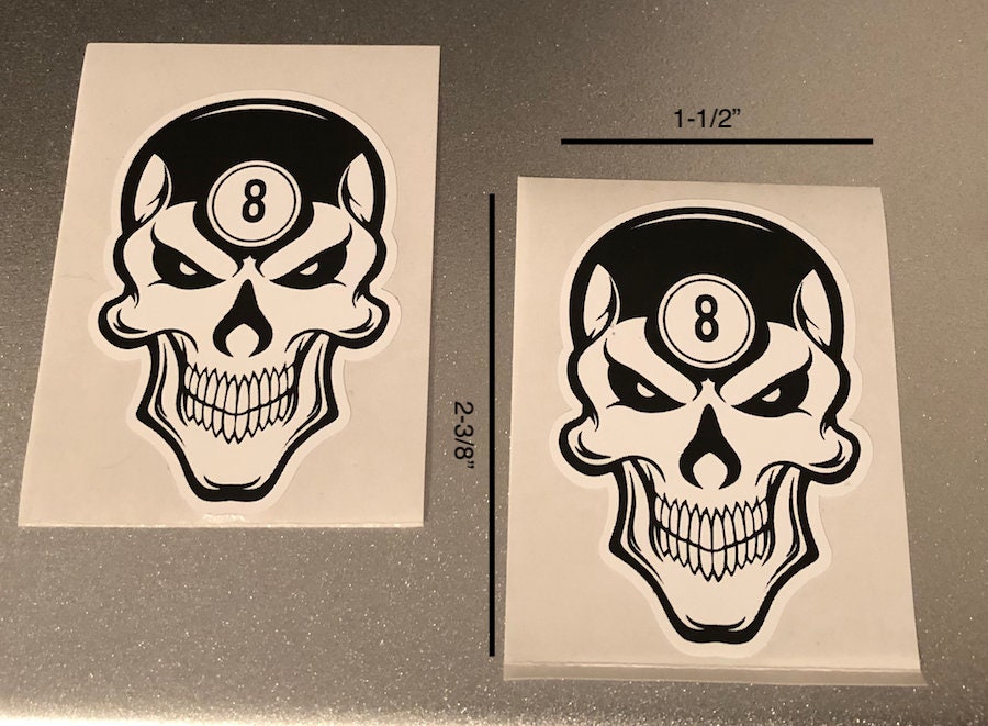 8 Ball Skull Sticker ... Pool .. Billiards (2 Stickers) - Etsy