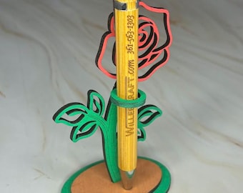 Rose Pen Holder - Desktop Stand - Digital Cut File